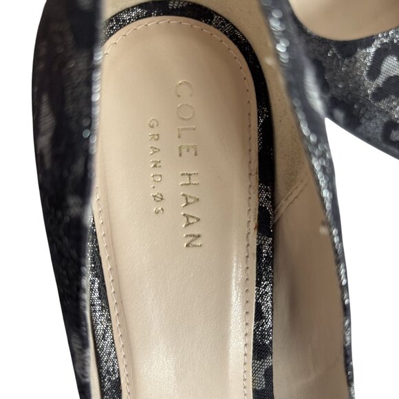 Cole Haan Leopard Print Chunky Heel Pumps Size 8.5 Black/Silver - Picture 5 of 11
